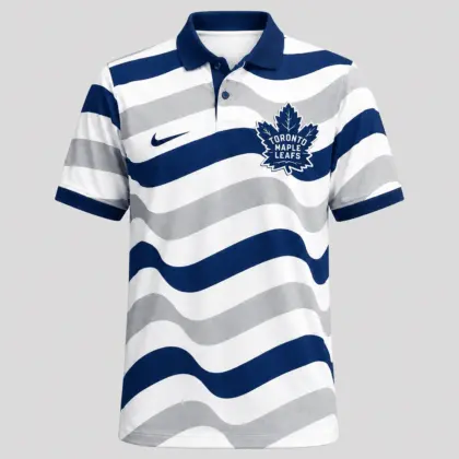Toronto Maple Leafs | Premium NHL Retro Wavy Stripe Short Sleeve Polo Shirt NDN
