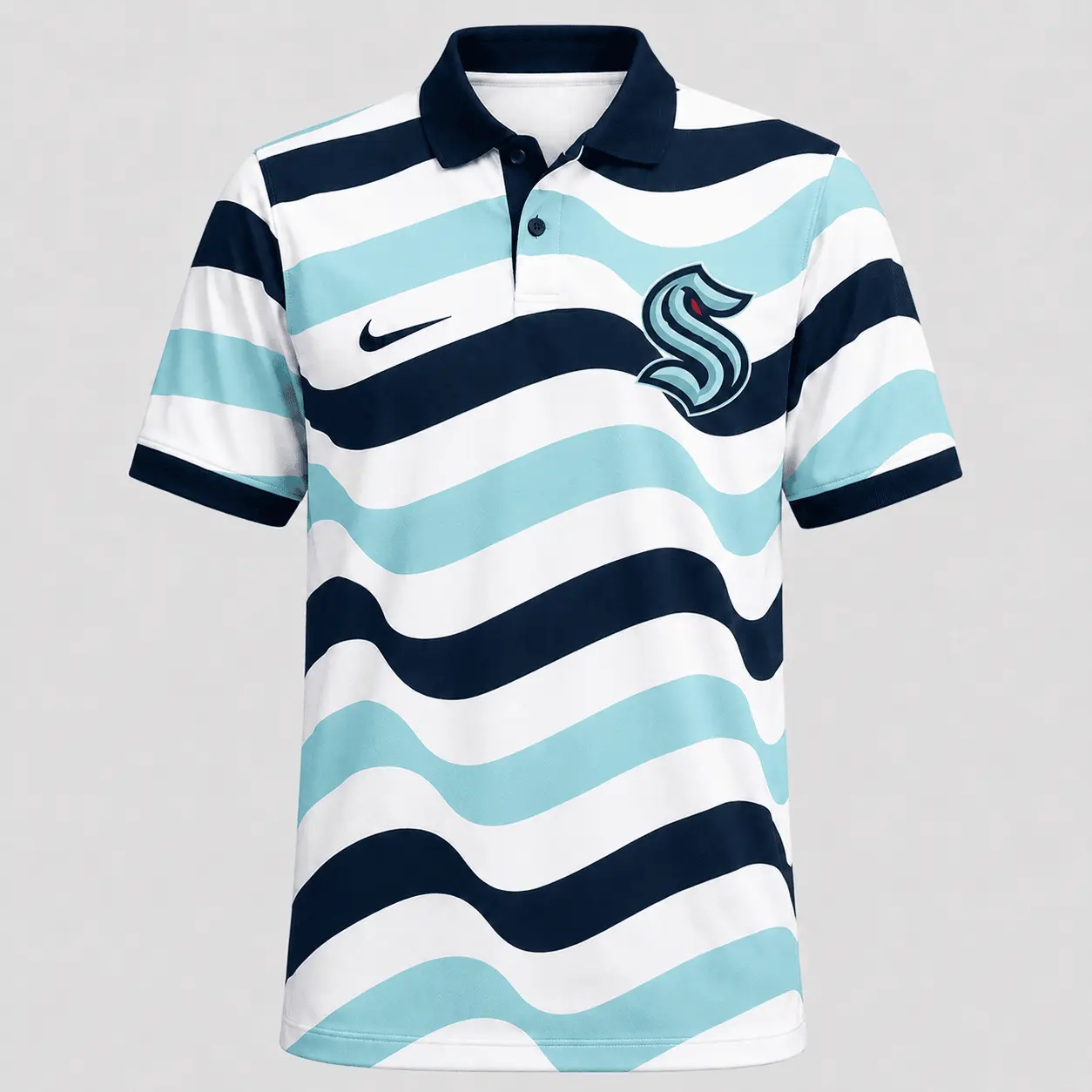 Seattle Kraken | Premium NHL Retro Wavy Stripe Short Sleeve Polo Shirt NDN