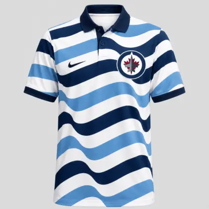 Winnipeg Jets | Premium NHL Retro Wavy Stripe Short Sleeve Polo Shirt NDN
