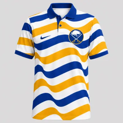 Buffalo Sabres | Premium NHL Retro Wavy Stripe Short Sleeve Polo Shirt NDN