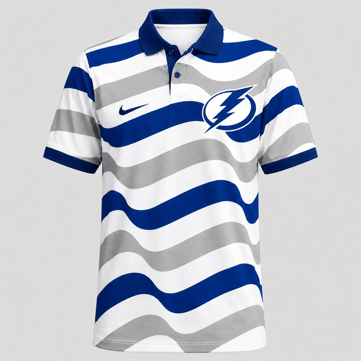 Tampa Bay Lightning | Premium NHL Retro Wavy Stripe Short Sleeve Polo Shirt NDN