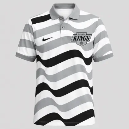 Los Angeles Kings | Premium NHL Retro Wavy Stripe Short Sleeve Polo Shirt NDN