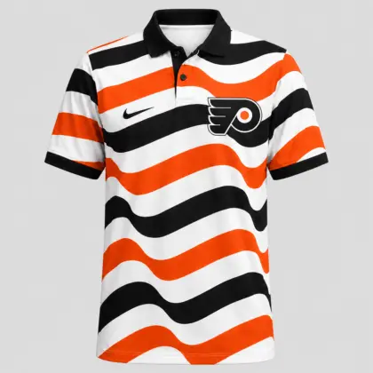 Philadelphia Flyers | Premium NHL Retro Wavy Stripe Short Sleeve Polo Shirt NDN