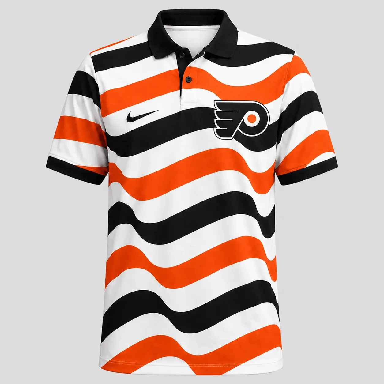 Philadelphia Flyers | Premium NHL Retro Wavy Stripe Short Sleeve Polo Shirt NDN
