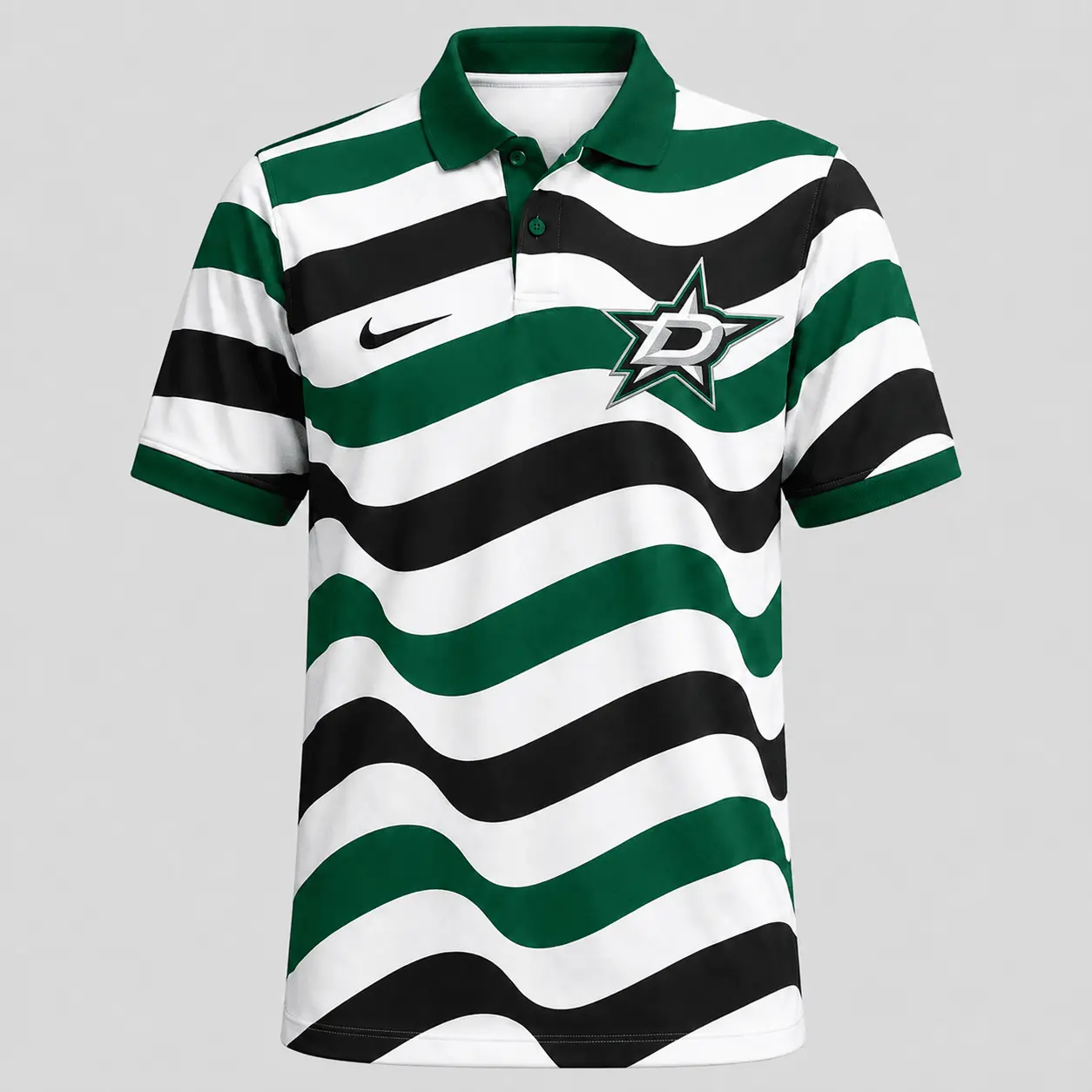 Dallas Stars | Premium NHL Retro Wavy Stripe Short Sleeve Polo Shirt NDN