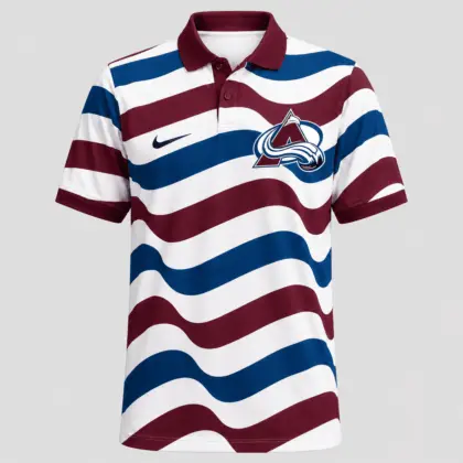 Colorado Avalanche | Premium NHL Retro Wavy Stripe Short Sleeve Polo Shirt NDN