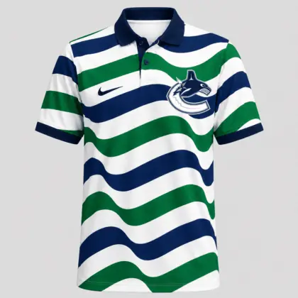 Vancouver Canucks | Premium NHL Retro Wavy Stripe Short Sleeve Polo Shirt NDN