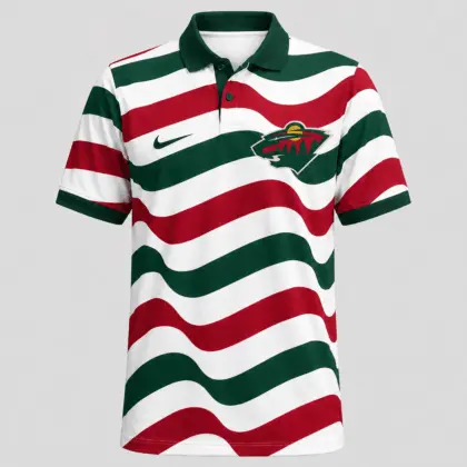 Minnesota Wild | Premium NHL Retro Wavy Stripe Short Sleeve Polo Shirt NDN