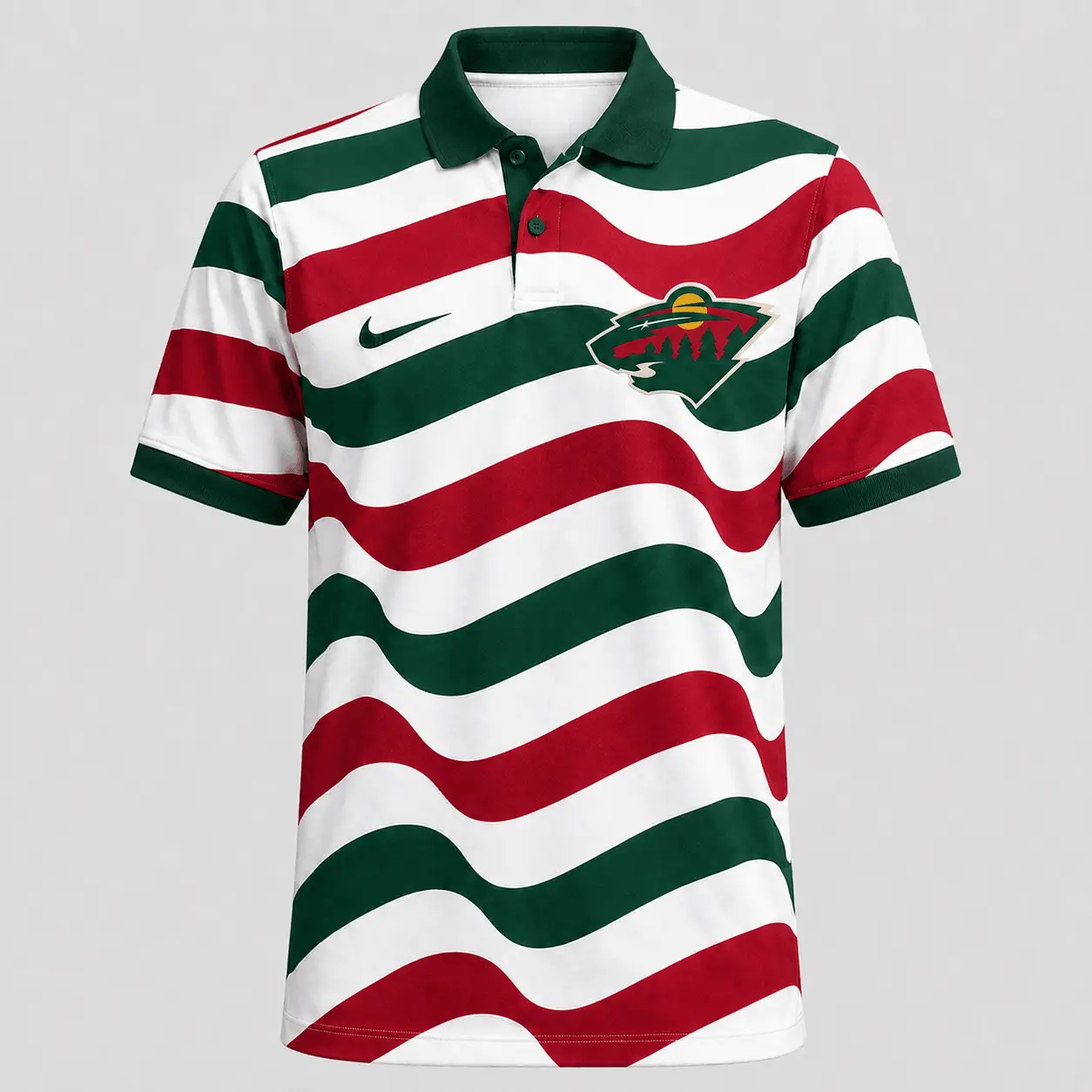 Minnesota Wild | Premium NHL Retro Wavy Stripe Short Sleeve Polo Shirt NDN