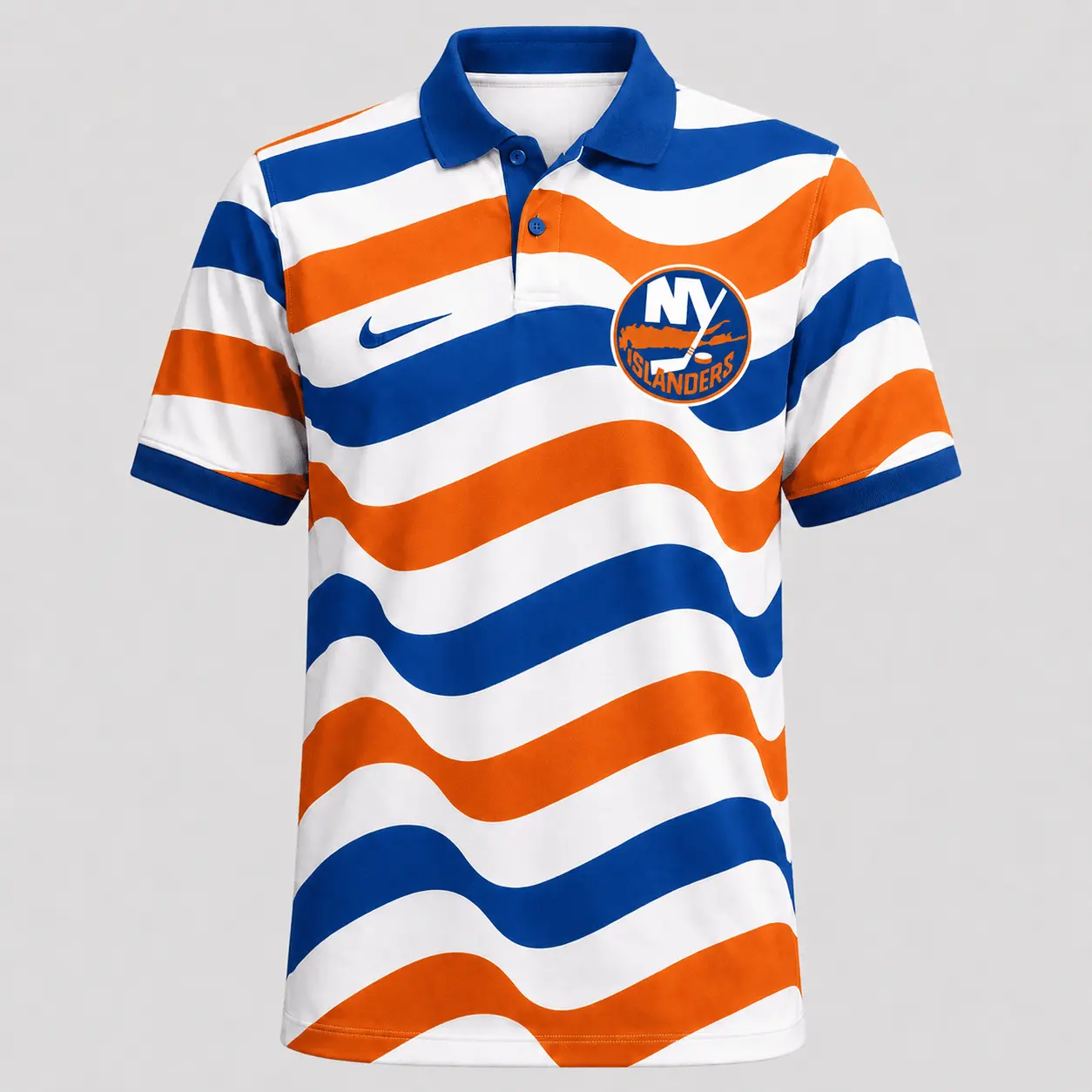 New York Islanders | Premium NHL Retro Wavy Stripe Short Sleeve Polo Shirt NDN