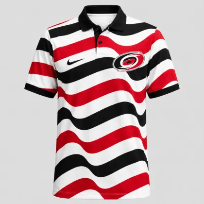 Carolina Hurricanes | Premium NHL Retro Wavy Stripe Short Sleeve Polo Shirt NDN