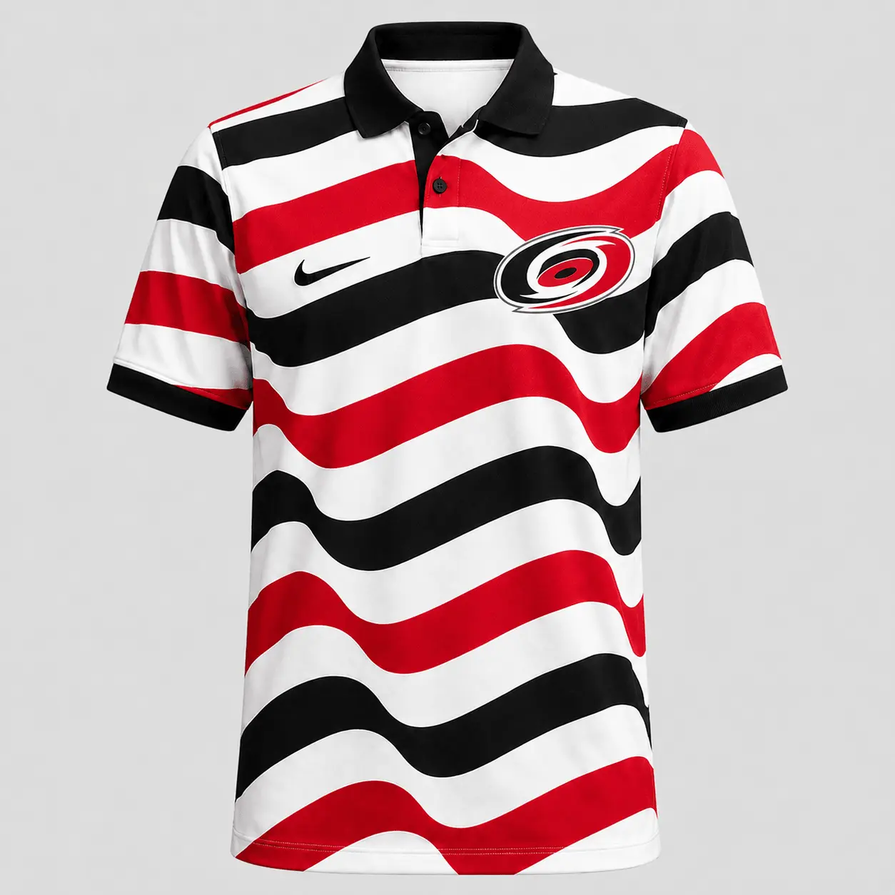 Carolina Hurricanes | Premium NHL Retro Wavy Stripe Short Sleeve Polo Shirt NDN