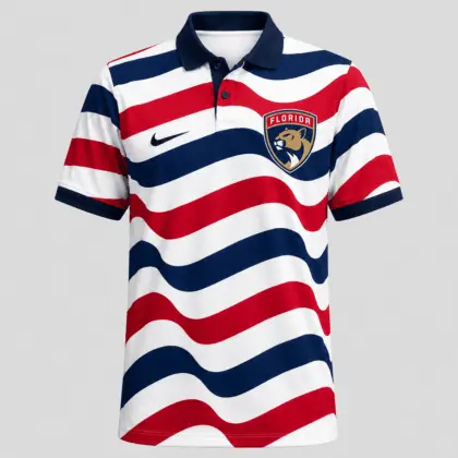 Florida Panthers | Premium NHL Retro Wavy Stripe Short Sleeve Polo Shirt NDN