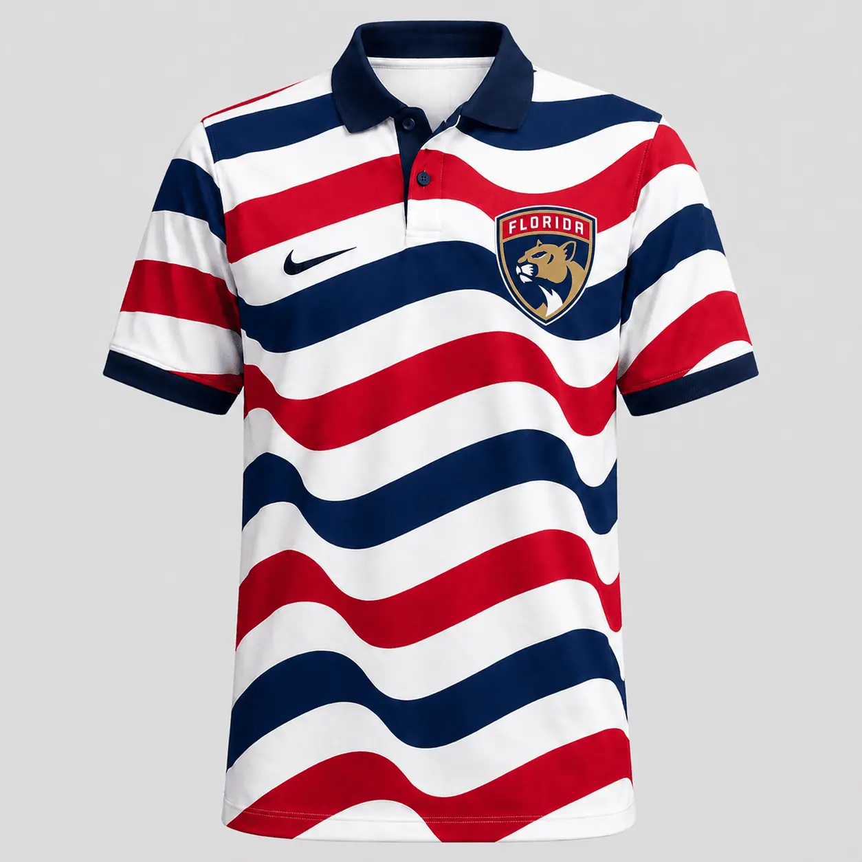 Florida Panthers | Premium NHL Retro Wavy Stripe Short Sleeve Polo Shirt NDN