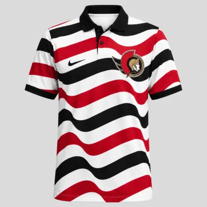 Ottawa Senators | Premium NHL Retro Wavy Stripe Short Sleeve Polo Shirt NDN