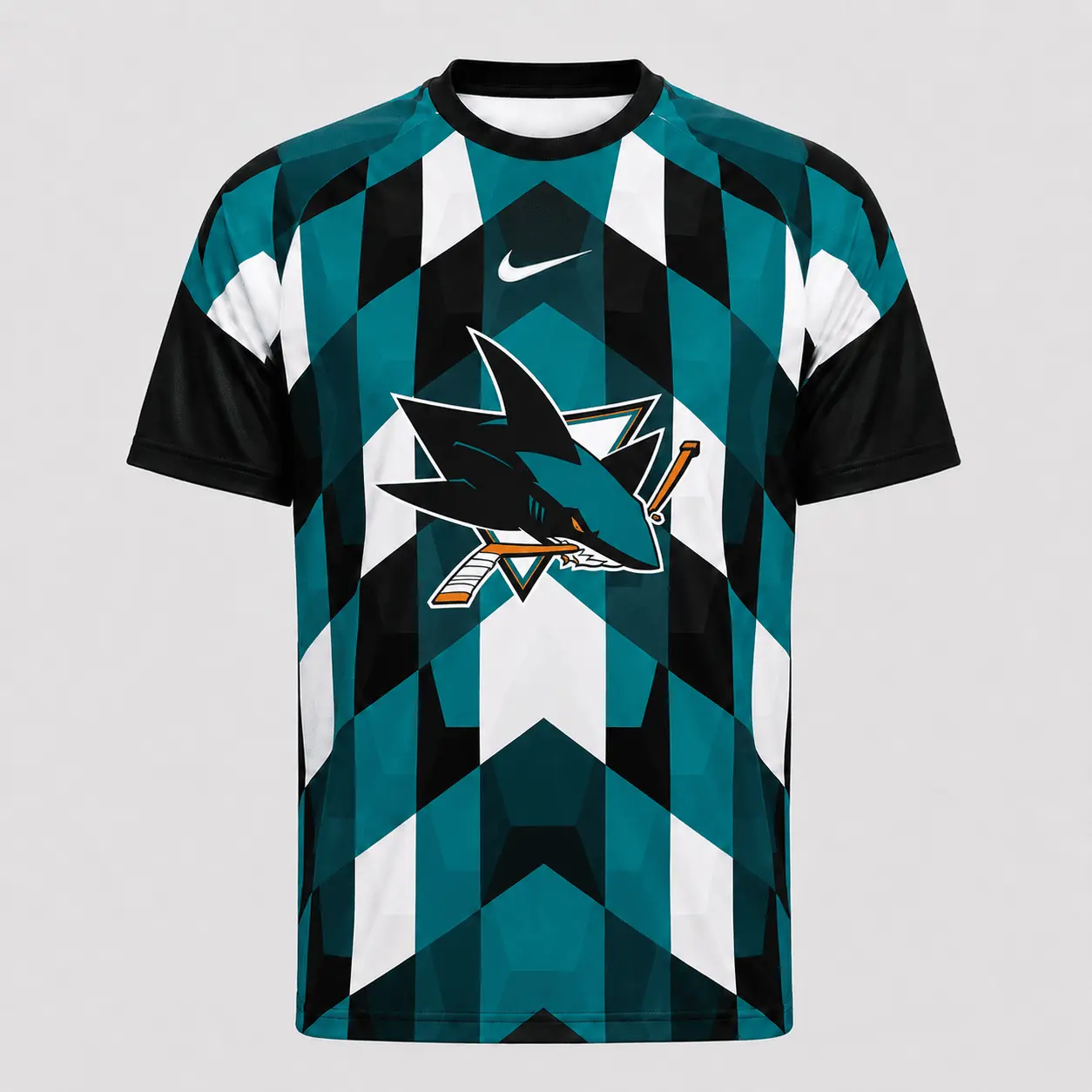 San Jose Sharks | Premium NHL Vintage Diamond Grid Hockey T-Shirt NDN