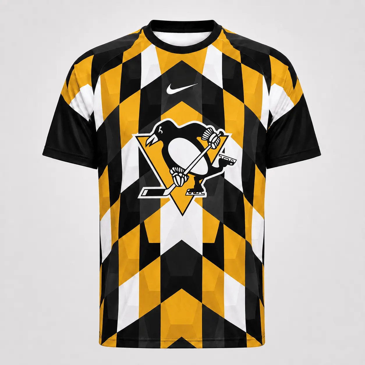 Pittsburgh Penguins | Premium NHL Vintage Diamond Grid Hockey T-Shirt NDN