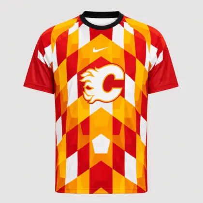 Calgary Flames | Premium NHL Vintage Diamond Grid Hockey T-Shirt NDN