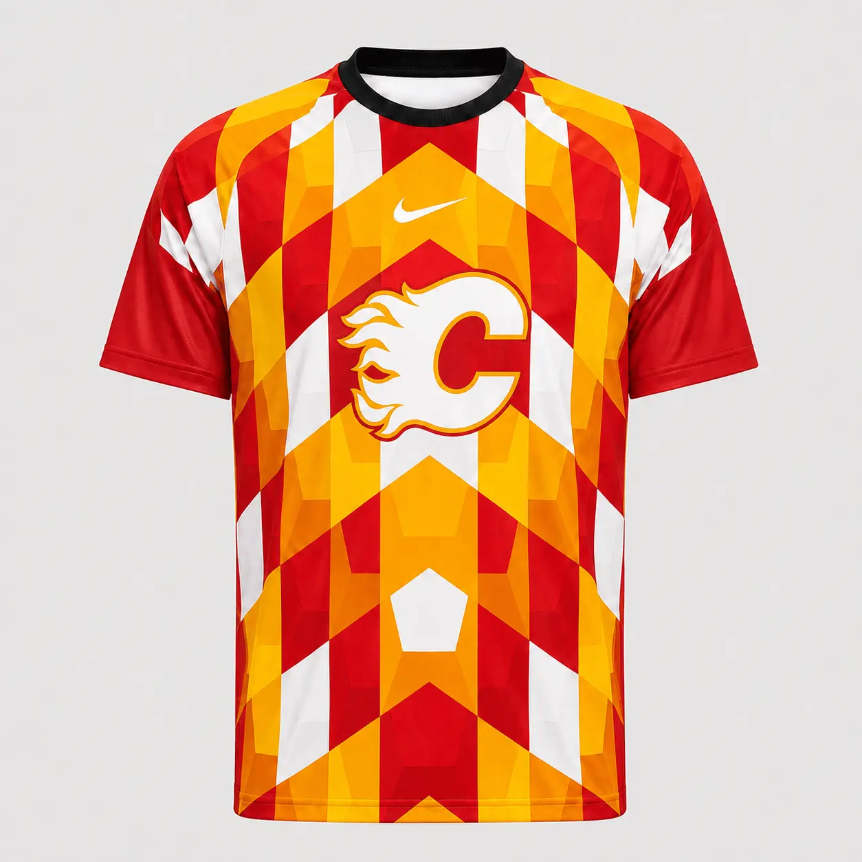 Calgary Flames | Premium NHL Vintage Diamond Grid Hockey T-Shirt NDN