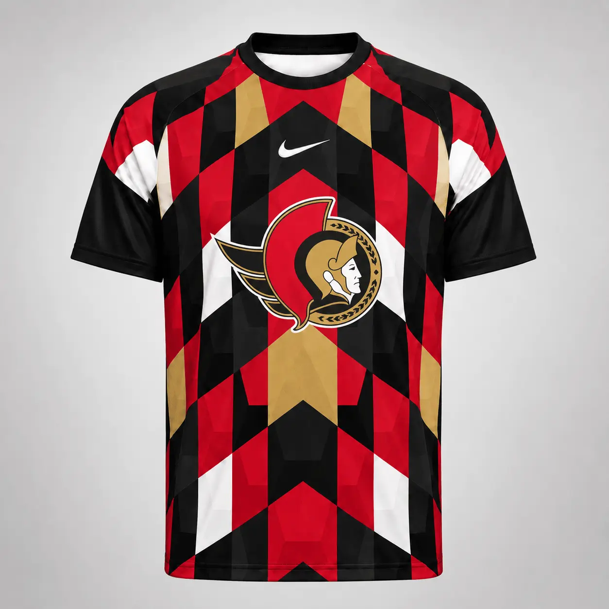 Ottawa Senators | Premium NHL Vintage Diamond Grid Hockey T-Shirt NDN