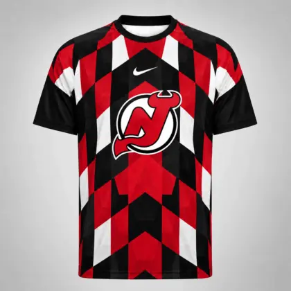 New Jersey Devils | Premium NHL Vintage Diamond Grid Hockey T-Shirt NDN