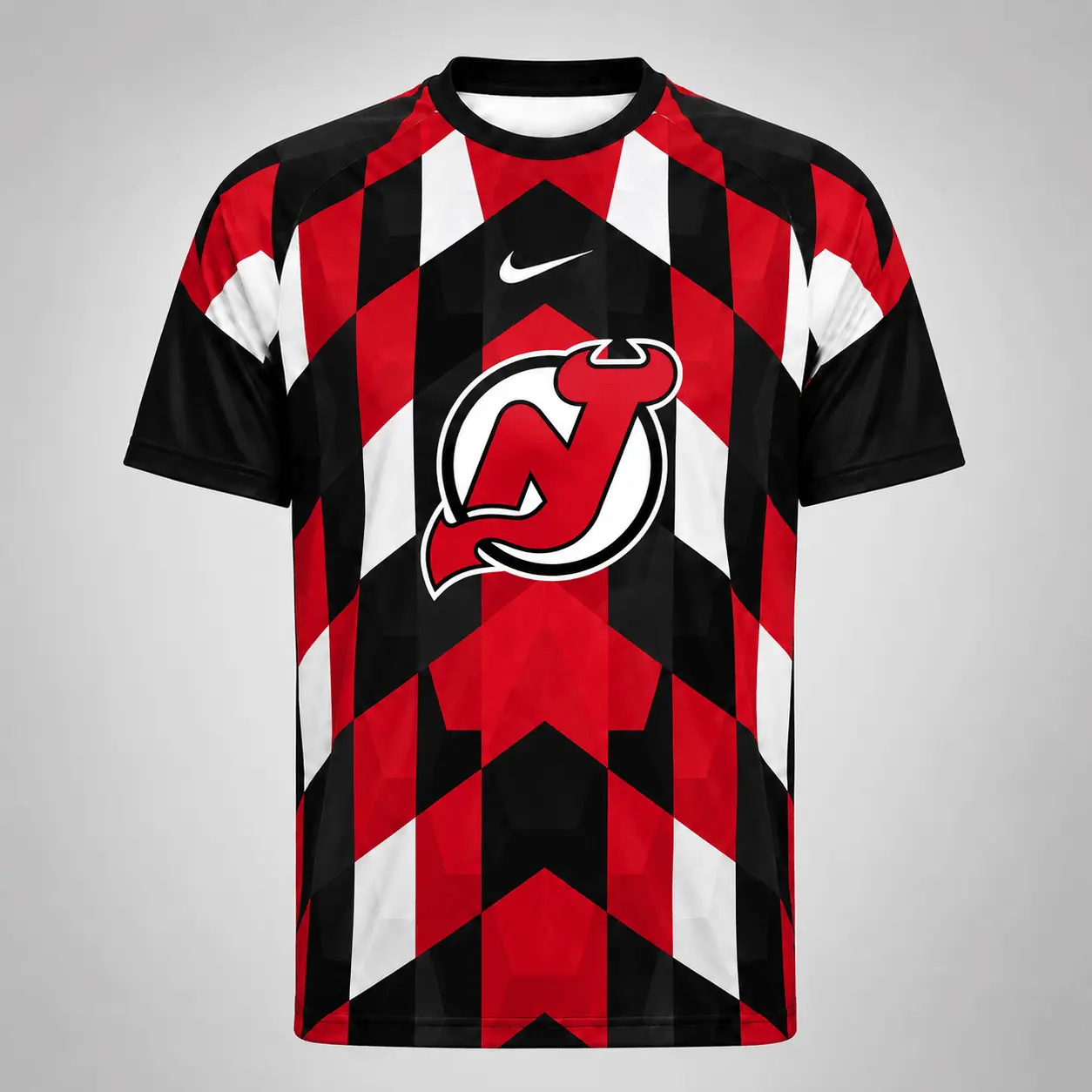 New Jersey Devils | Premium NHL Vintage Diamond Grid Hockey T-Shirt NDN