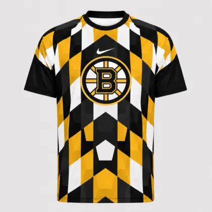 Boston Bruins | Premium NHL Vintage Diamond Grid Hockey T-Shirt NDN