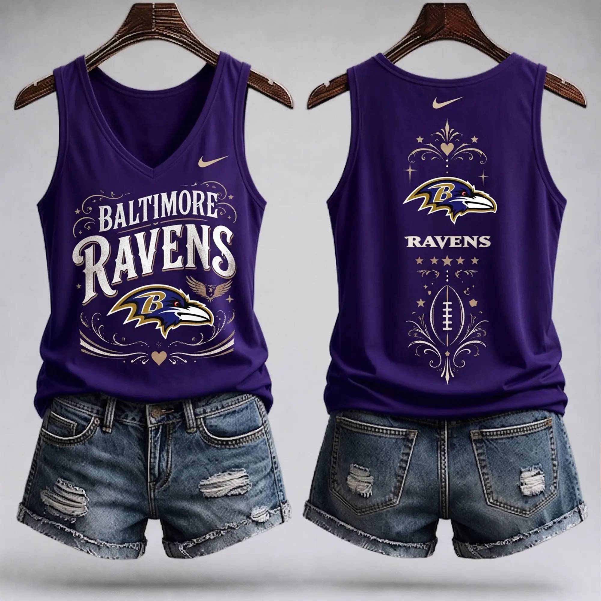 Baltimore Ravens | Premium NFL Game Day Glory V-Neck Tank Top NY - Image 2