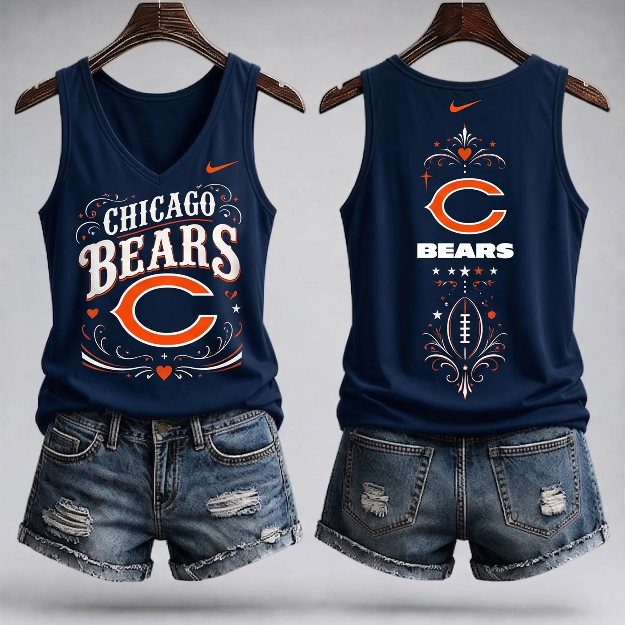 Chicago Bears | Premium NFL Game Day Glory V-Neck Tank Top NY - Image 2
