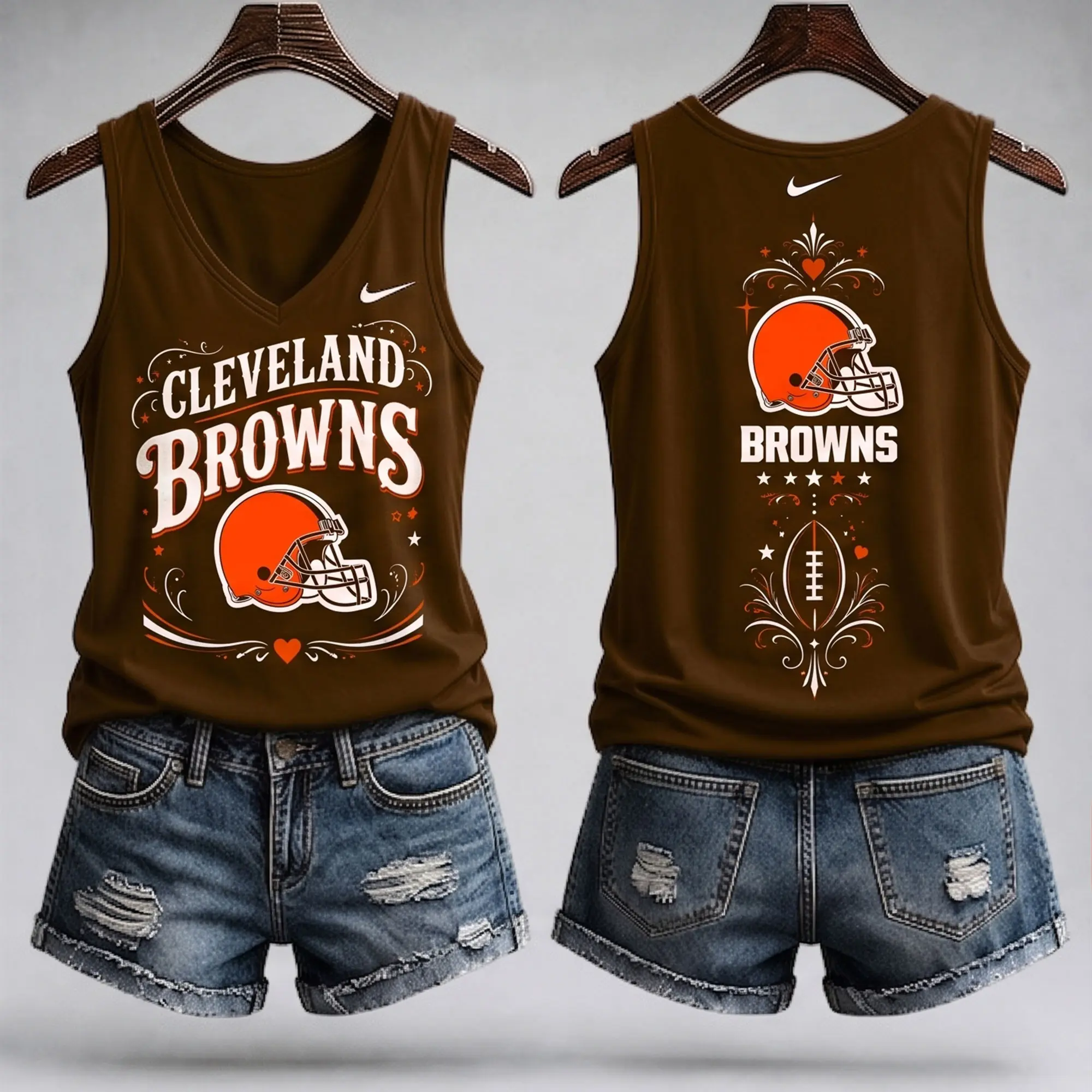 Cleveland Browns | Premium NFL Game Day Glory V-Neck Tank Top NY - Image 2