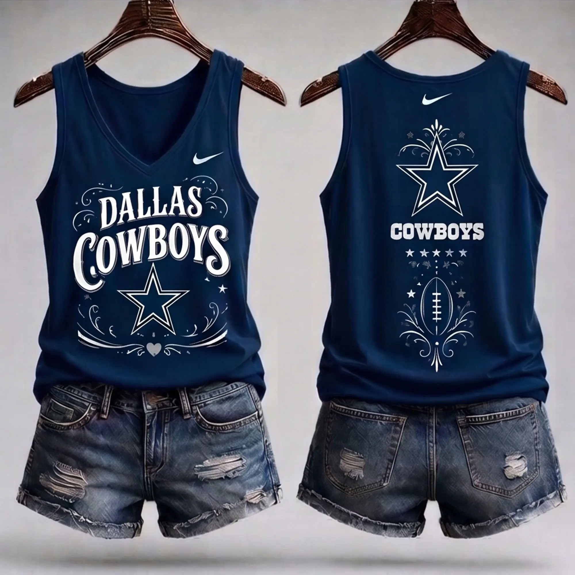 Dallas Cowboys | Premium NFL Game Day Glory V-Neck Tank Top NY - Image 2