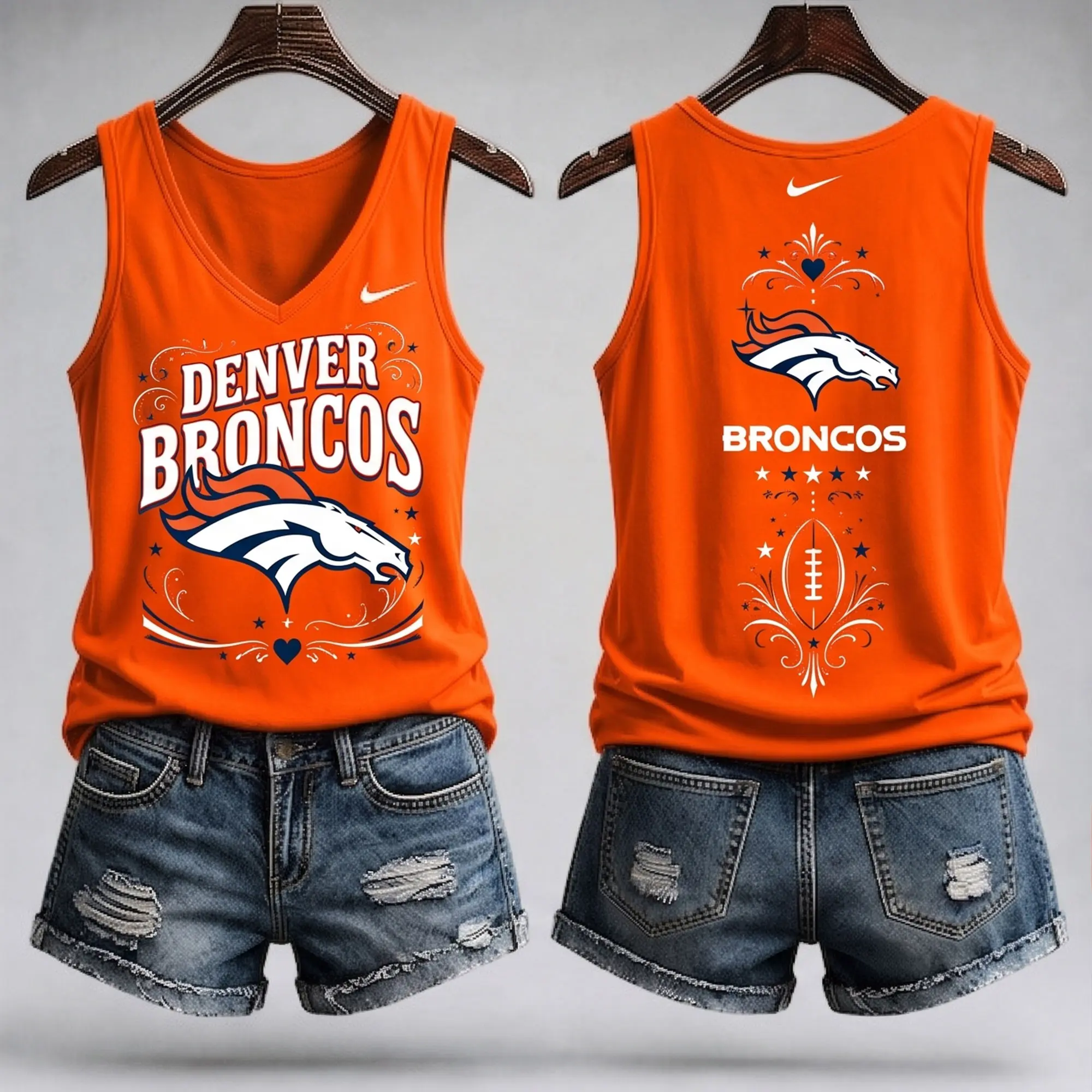 Denver Broncos | Premium NFL Game Day Glory V-Neck Tank Top NY - Image 2