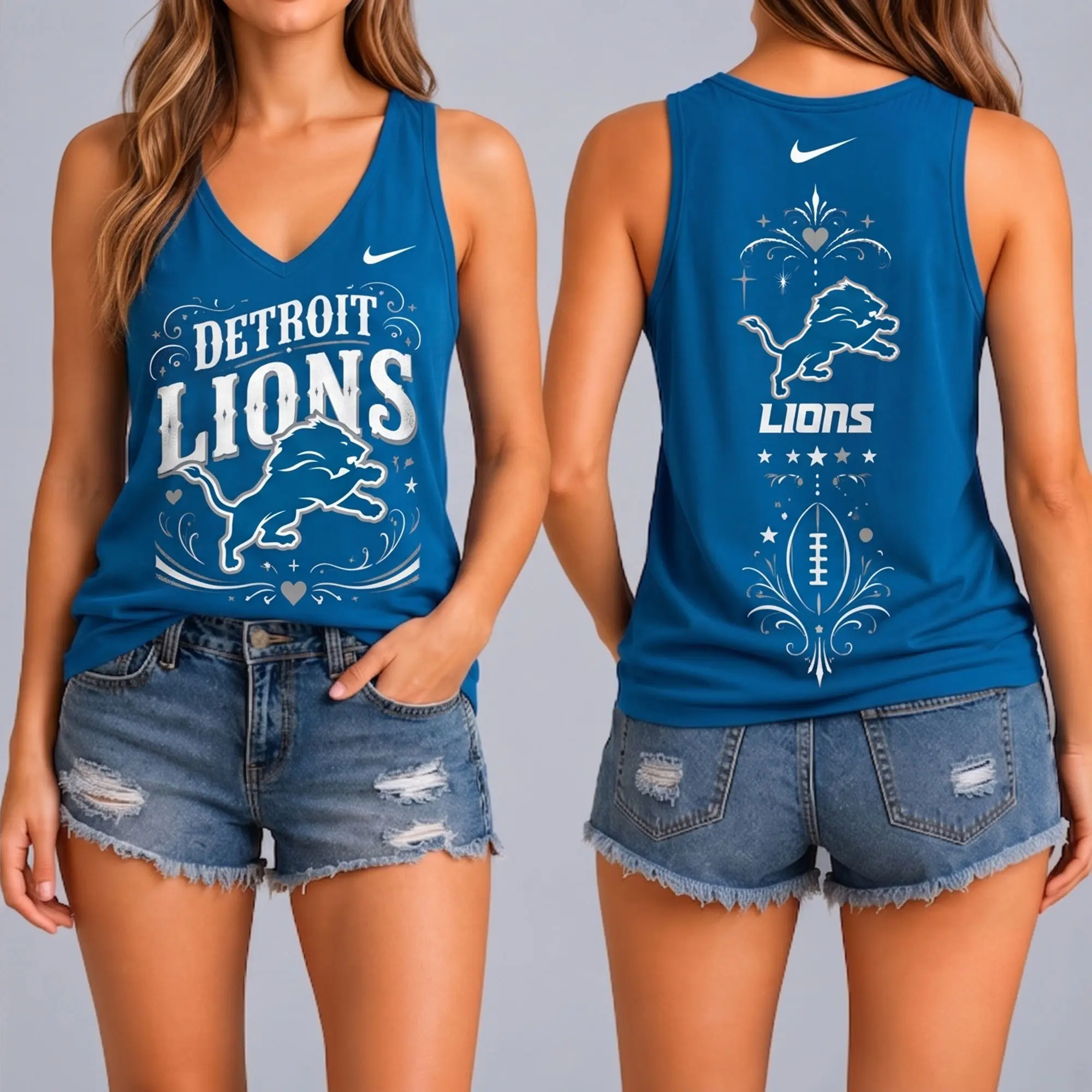 Detroit Lions | Premium NFL Game Day Glory V-Neck Tank Top NY