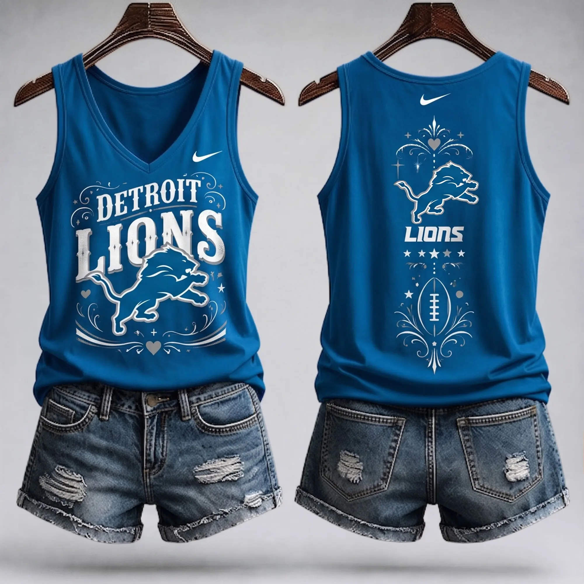 Detroit Lions | Premium NFL Game Day Glory V-Neck Tank Top NY - Image 2
