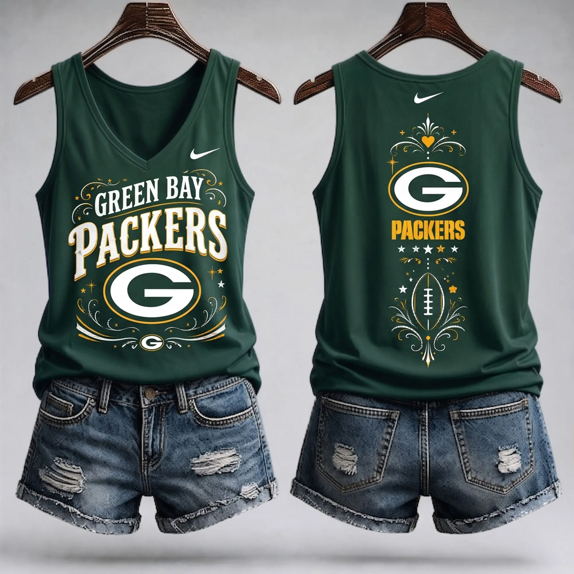 Green Bay Packers | Premium NFL Game Day Glory V-Neck Tank Top NY - Image 2