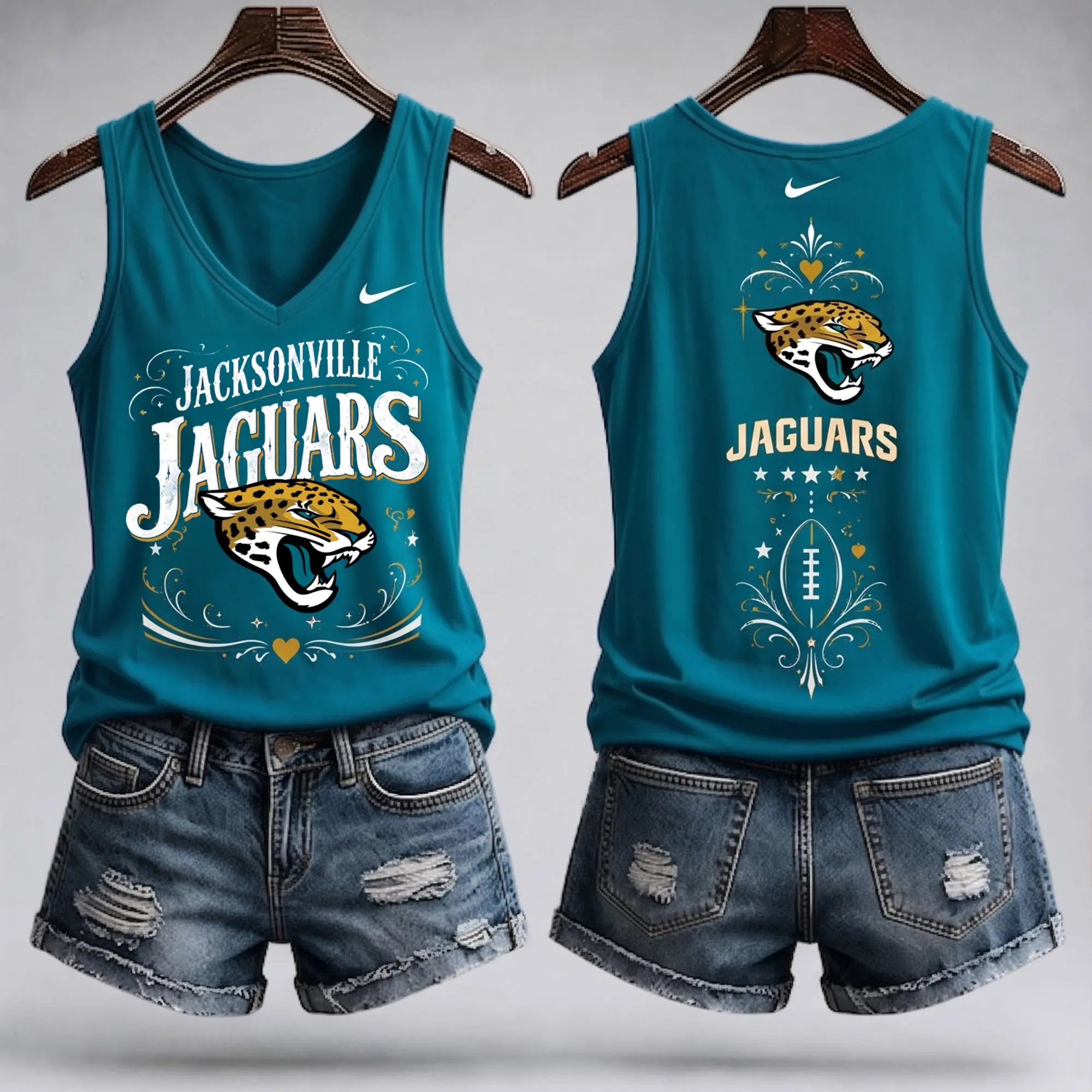 Jacksonville Jaguars | Premium NFL Game Day Glory V-Neck Tank Top NY - Image 2