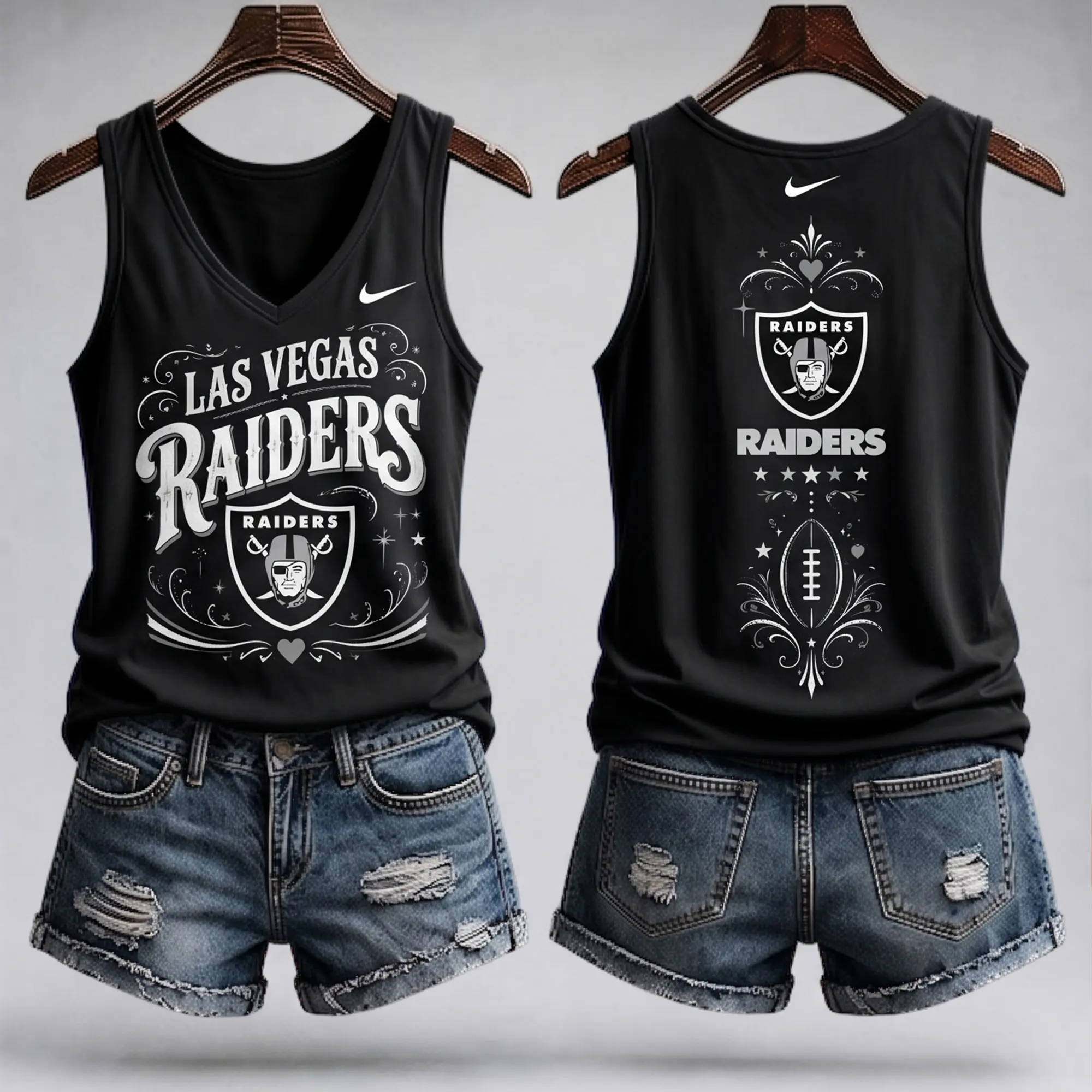 Las Vegas Raiders | Premium NFL Game Day Glory V-Neck Tank Top NY - Image 2