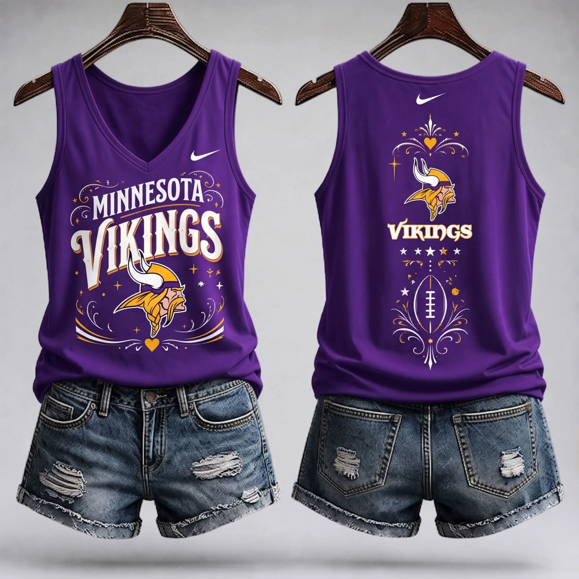 Minnesota Vikings | Premium NFL Game Day Glory V-Neck Tank Top NY - Image 2