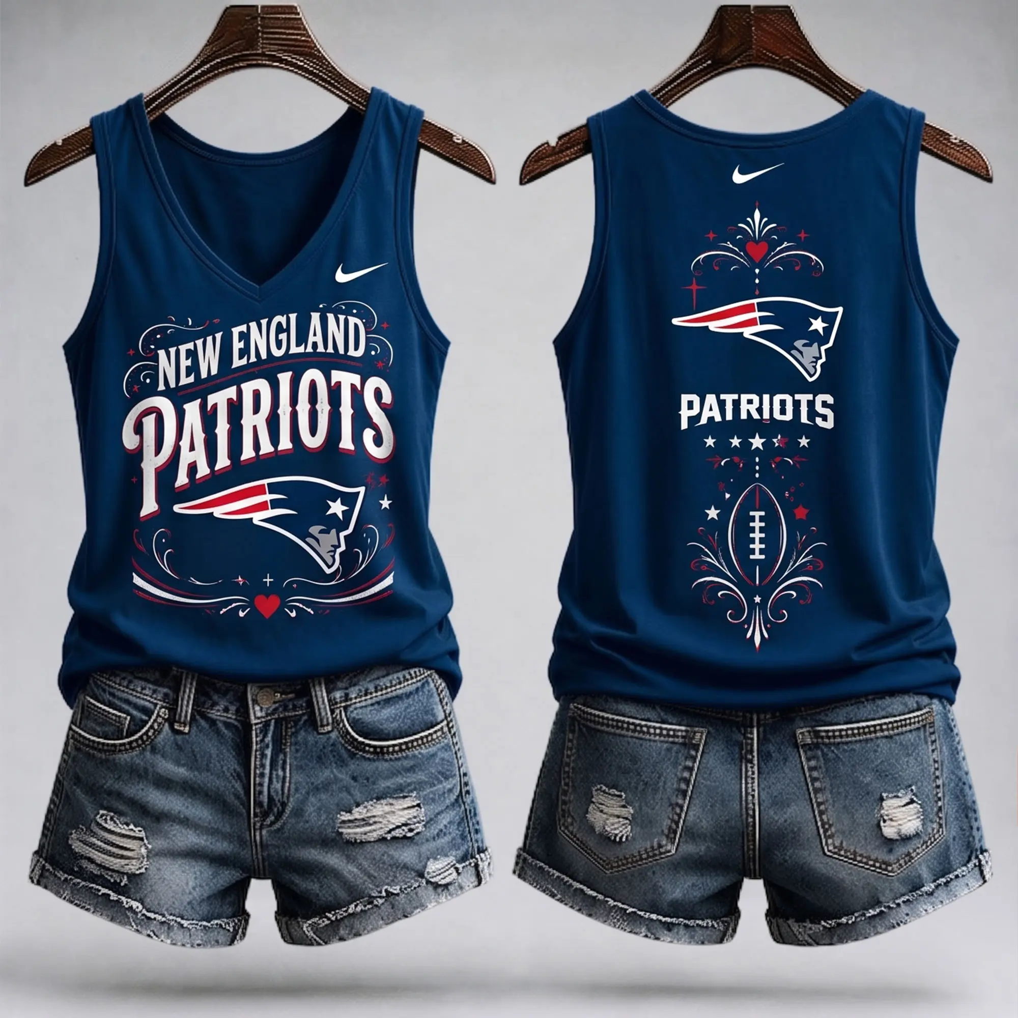 New England Patriots | Premium NFL Game Day Glory V-Neck Tank Top NY - Image 2