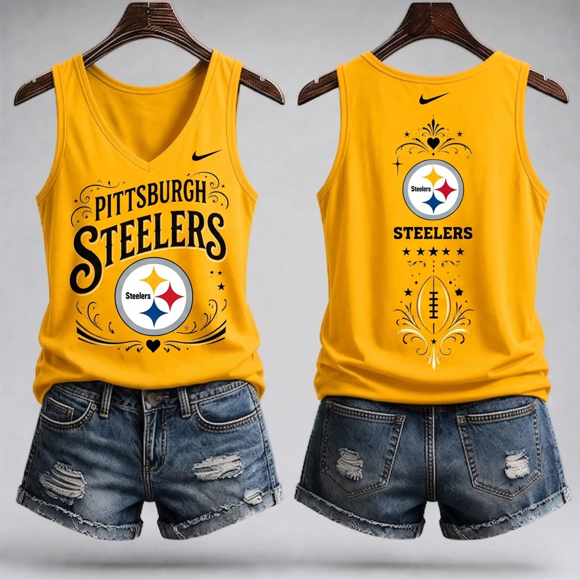 Pittsburgh Steelers | Premium NFL Game Day Glory V-Neck Tank Top NY - Image 2