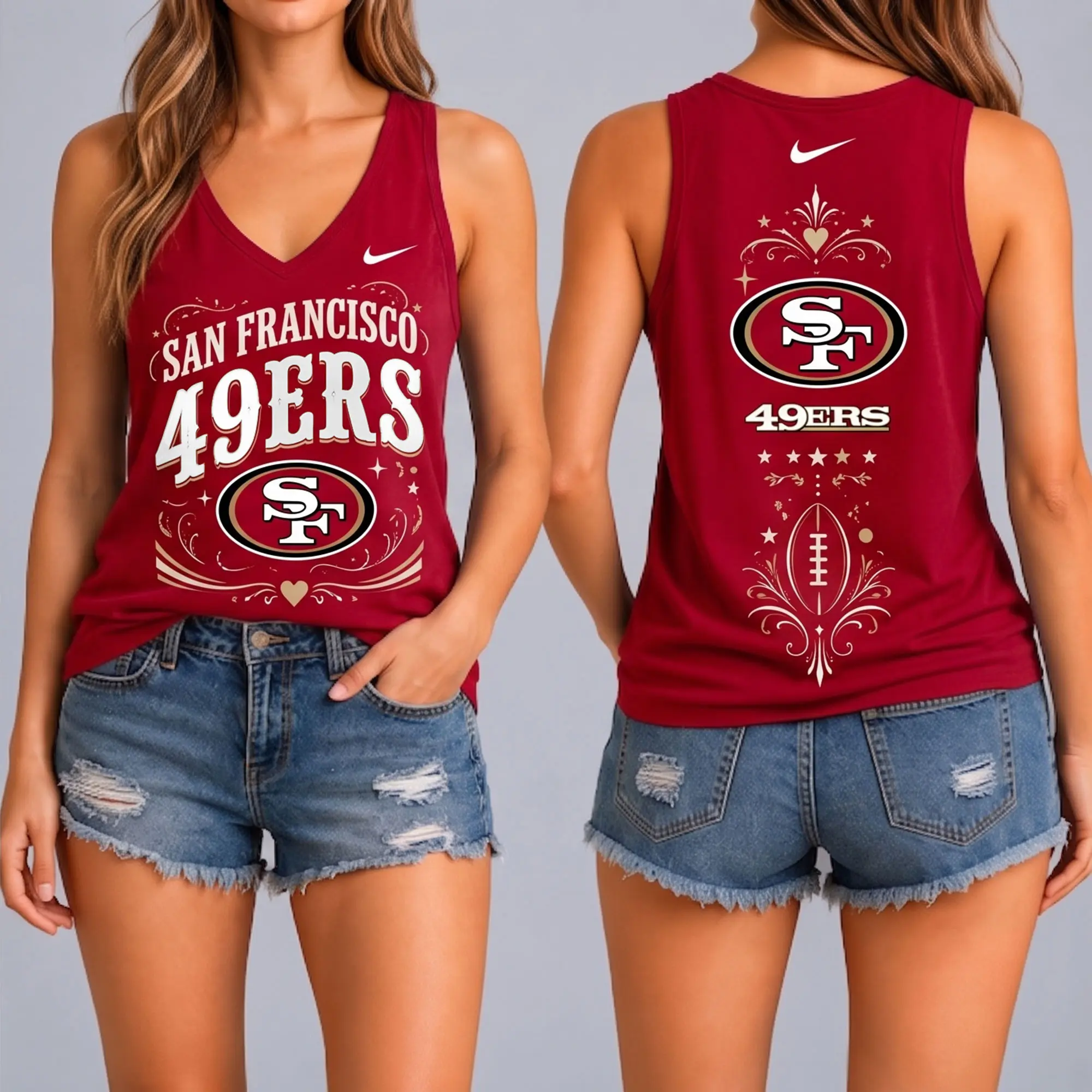 San Francisco 49ers | Premium NFL Game Day Glory V-Neck Tank Top NY