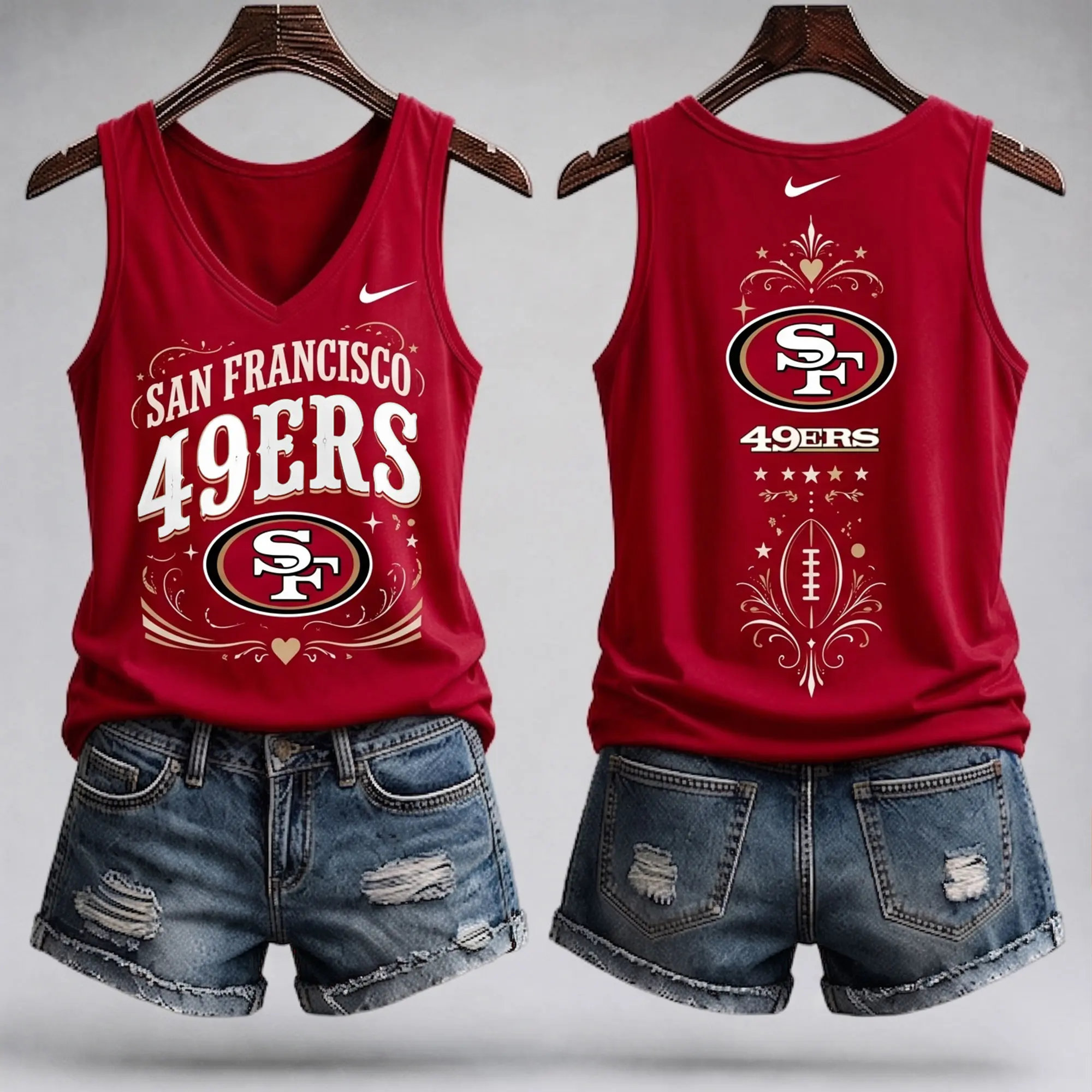 San Francisco 49ers | Premium NFL Game Day Glory V-Neck Tank Top NY - Image 2