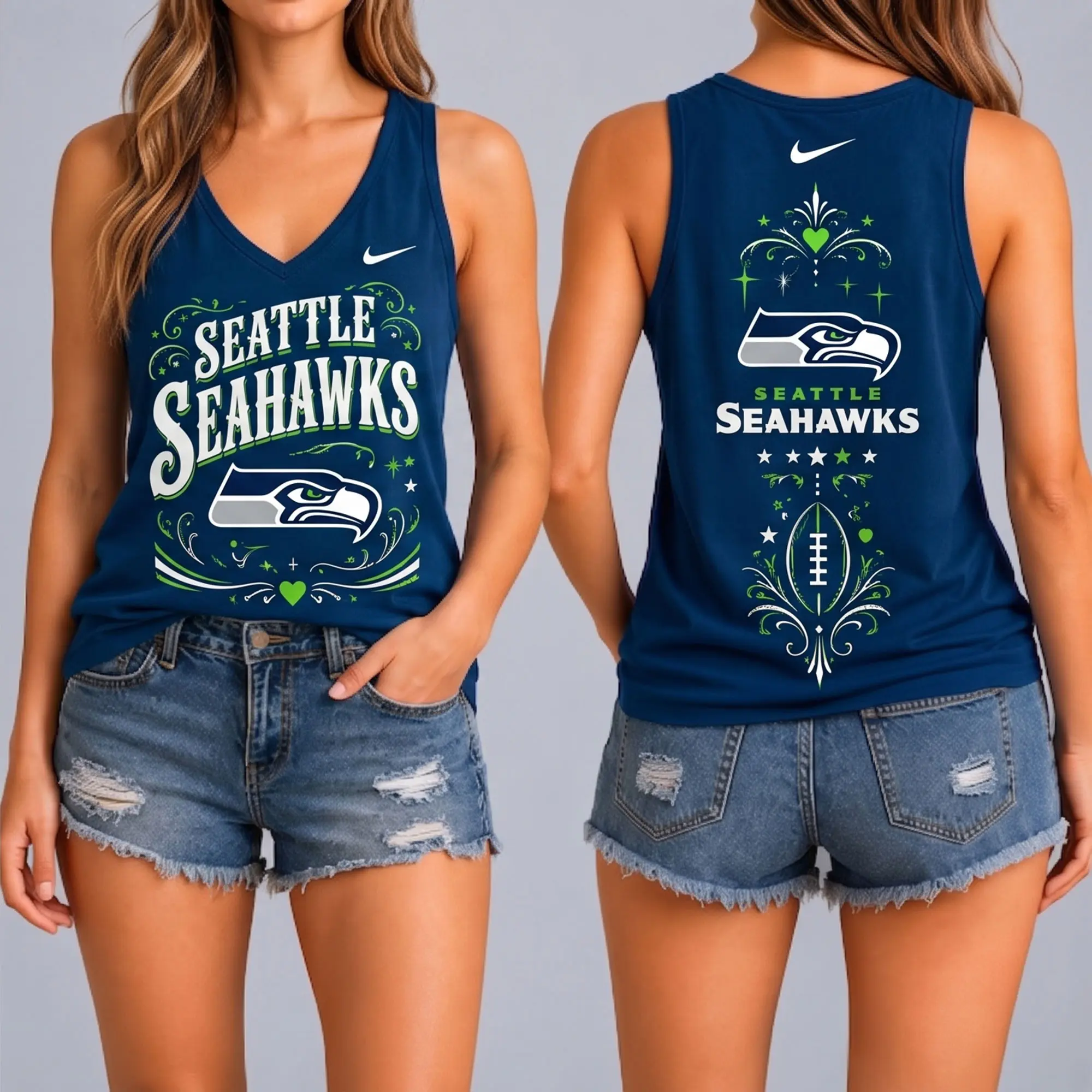 Seattle Seahawks | Premium NFL Game Day Glory V-Neck Tank Top NY