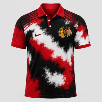 Chicago Blackhawks | Premium NHL Retro Grunge Hockey Polo Shirt NDN