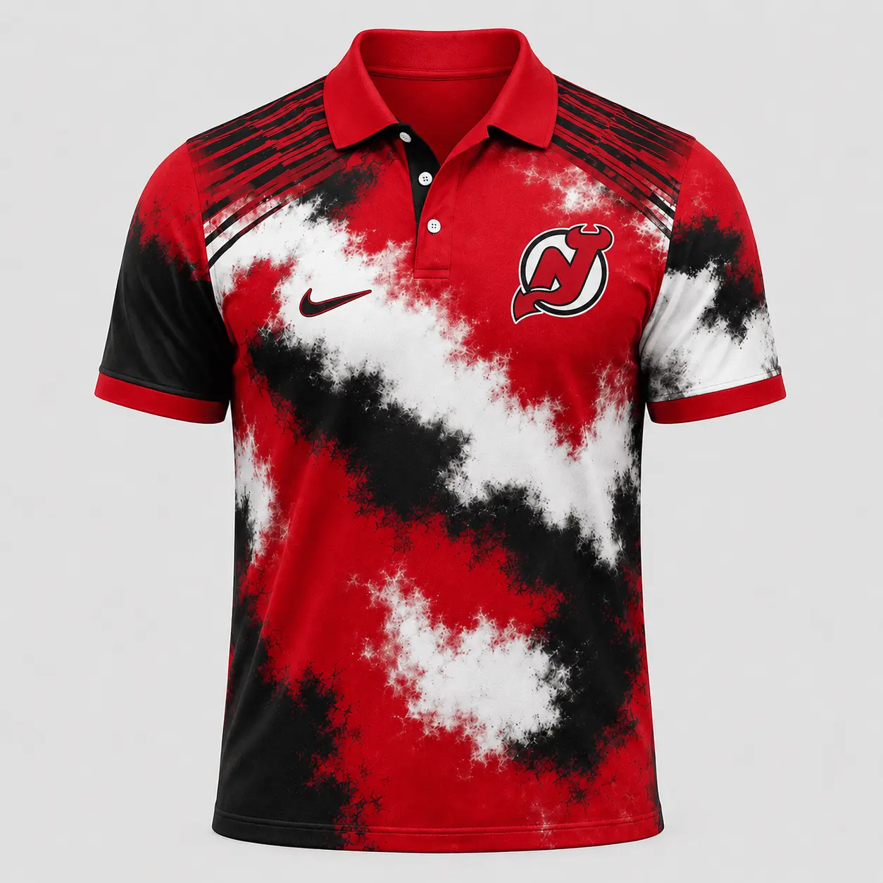 New Jersey Devils | Premium NHL Retro Grunge Hockey Polo Shirt NDN