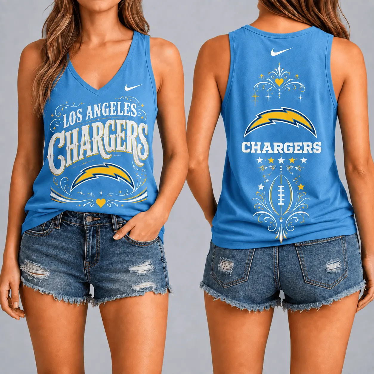 Los Angeles Chargers | Premium NFL Game Day Glory V-Neck Tank Top NY