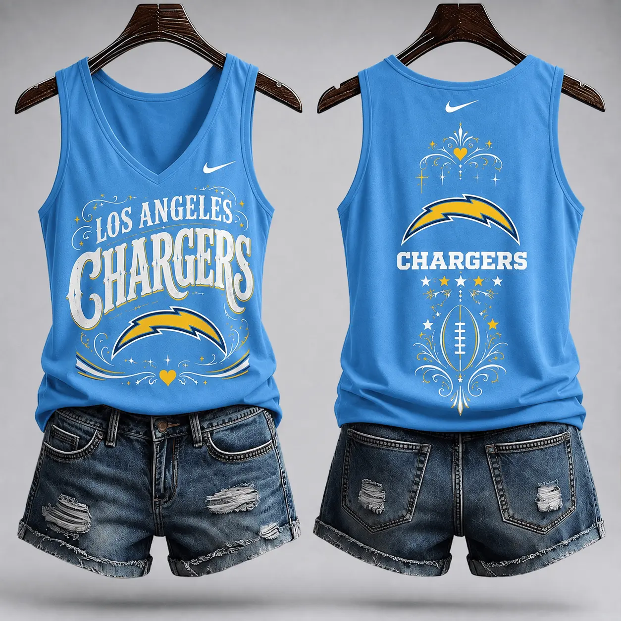 Los Angeles Chargers | Premium NFL Game Day Glory V-Neck Tank Top NY - Image 2