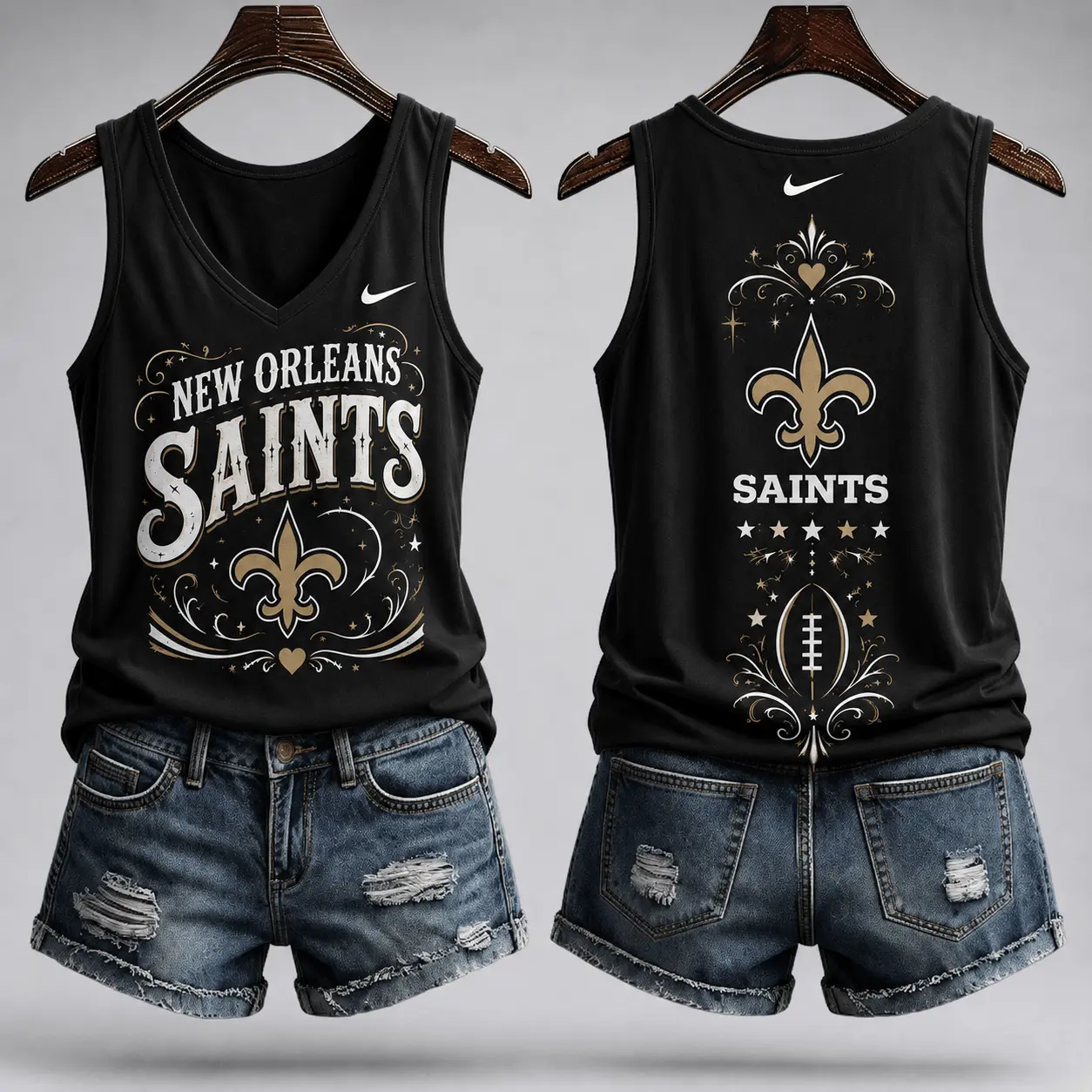 New Orleans Saints | Premium NFL Game Day Glory V-Neck Tank Top NY - Image 2