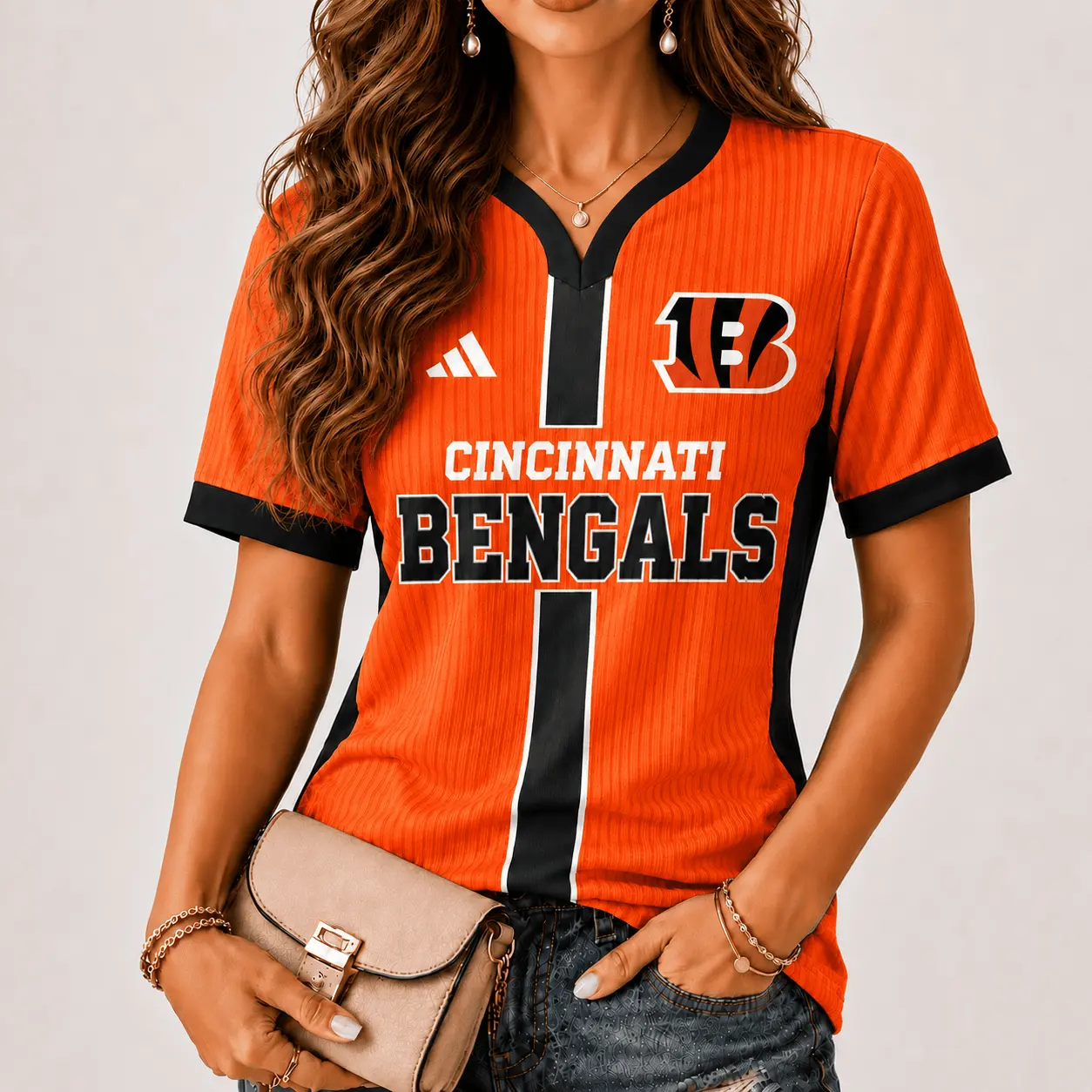 Cincinnati Bengals | Premium NFL Game Day Women V-Neck Short Sleeve NY