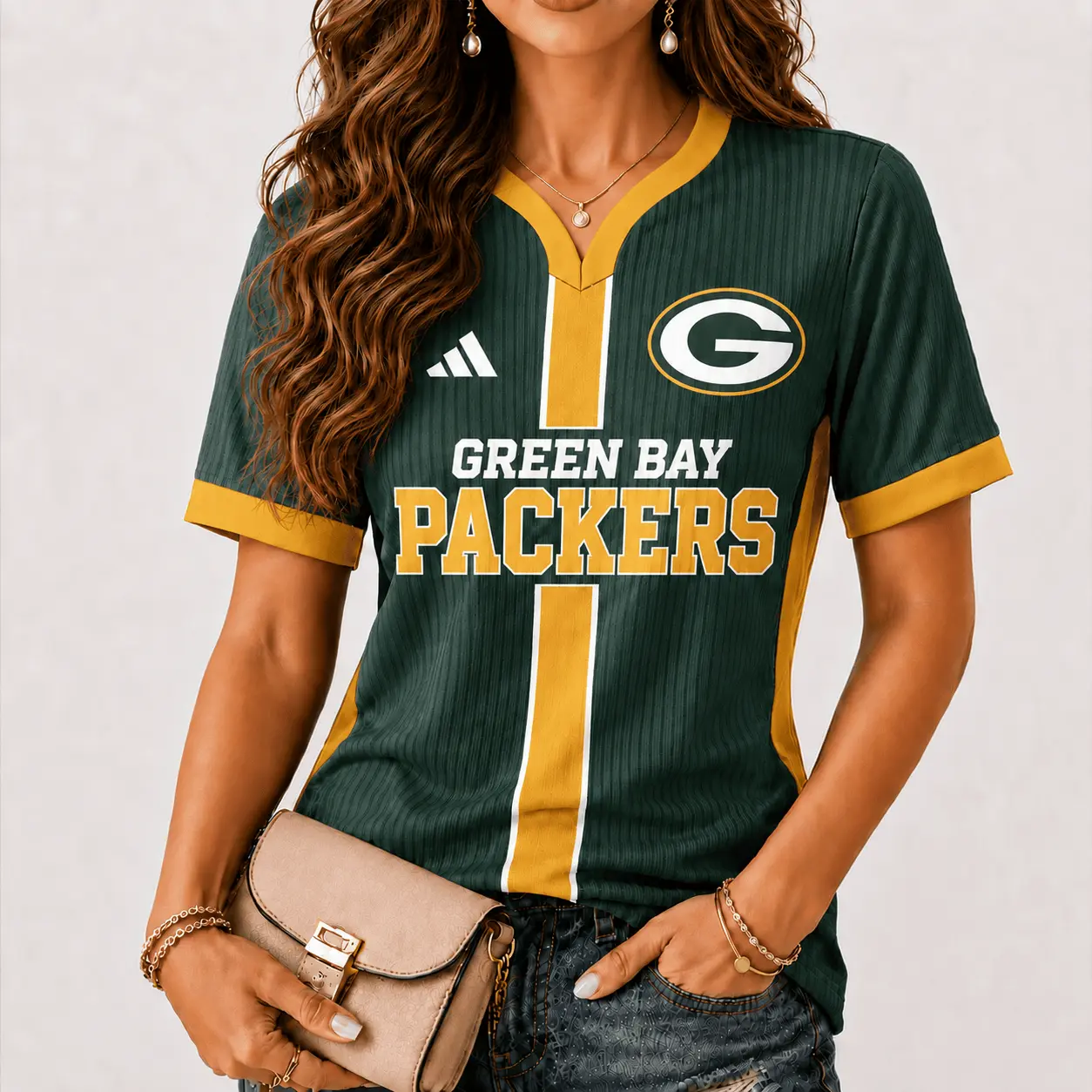 Green Bay Packers | Premium NFL Game Day Women V-Neck Short Sleeve NY